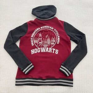 Harry Potter Hogwarts Letterman Button Hoodie Men XS Red And Gray